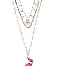 Betsey Johnson Garden Glam Dragonfly Novelty Long Multi-Strand Necklace