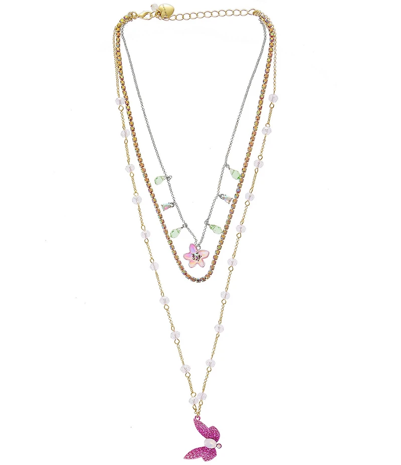Betsey Johnson Garden Glam Dragonfly Novelty Long Multi-Strand Necklace