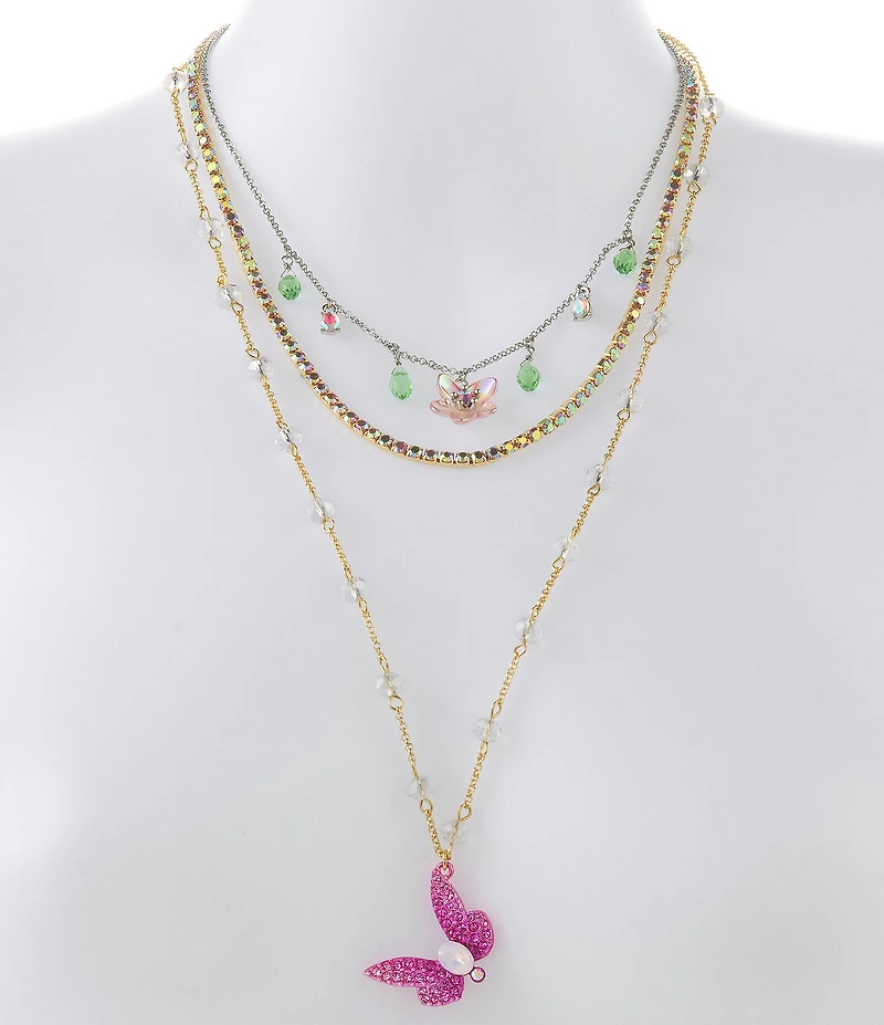 Betsey Johnson Garden Glam Dragonfly Novelty Long Multi-Strand Necklace