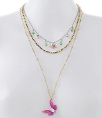 Betsey Johnson Garden Glam Dragonfly Novelty Long Multi-Strand Necklace