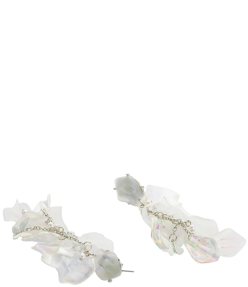 Betsey Johnson Garden Glam Flower Petal Dangle Linear Earrings