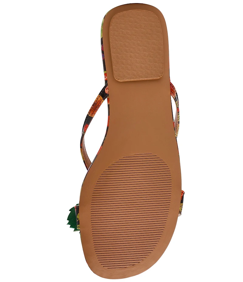 Betsey Johnson Garrik Fruit Print Rhinestone Strawberry Flat Sandals