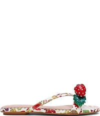 Betsey Johnson Garrik Fruit Print Rhinestone Strawberry Flat Sandals