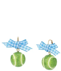 Betsey Johnson Gingham Bow Tennis Ball Drop Earrings