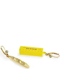 Betsey Johnson Girl Dinner Baguette & Butter Mismatch Drop Earrings