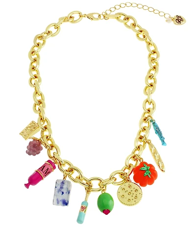 Betsey Johnson Girl Dinner Charcuterie Charm Statement Necklace