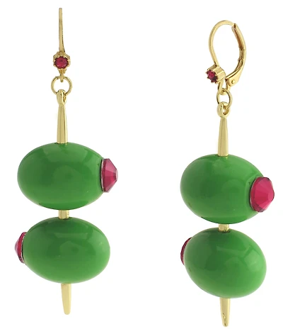 Betsey Johnson Girl Dinner Olive Drop Earrings