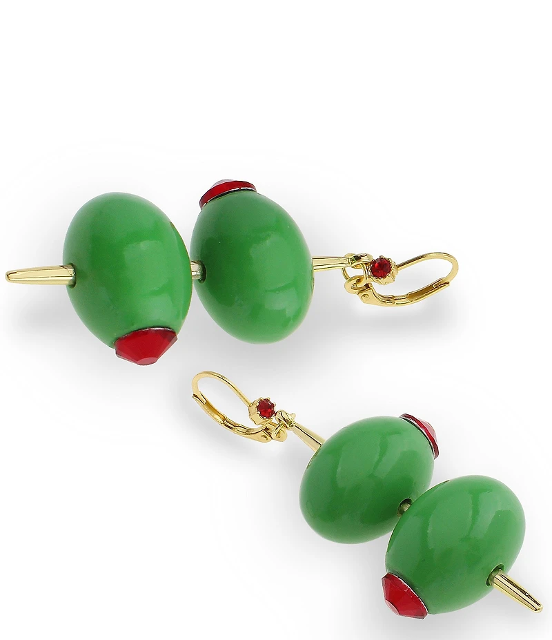 Betsey Johnson Girl Dinner Olive Drop Earrings