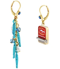 Betsey Johnson Girl Dinner Sardines Mismatch Drop Earrings