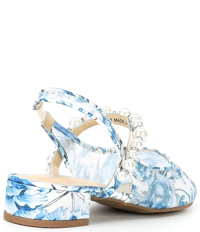 Betsey Johnson Girls' Evey Floral Pearl Ornamented Mary Jane Slingbacks (Youth)