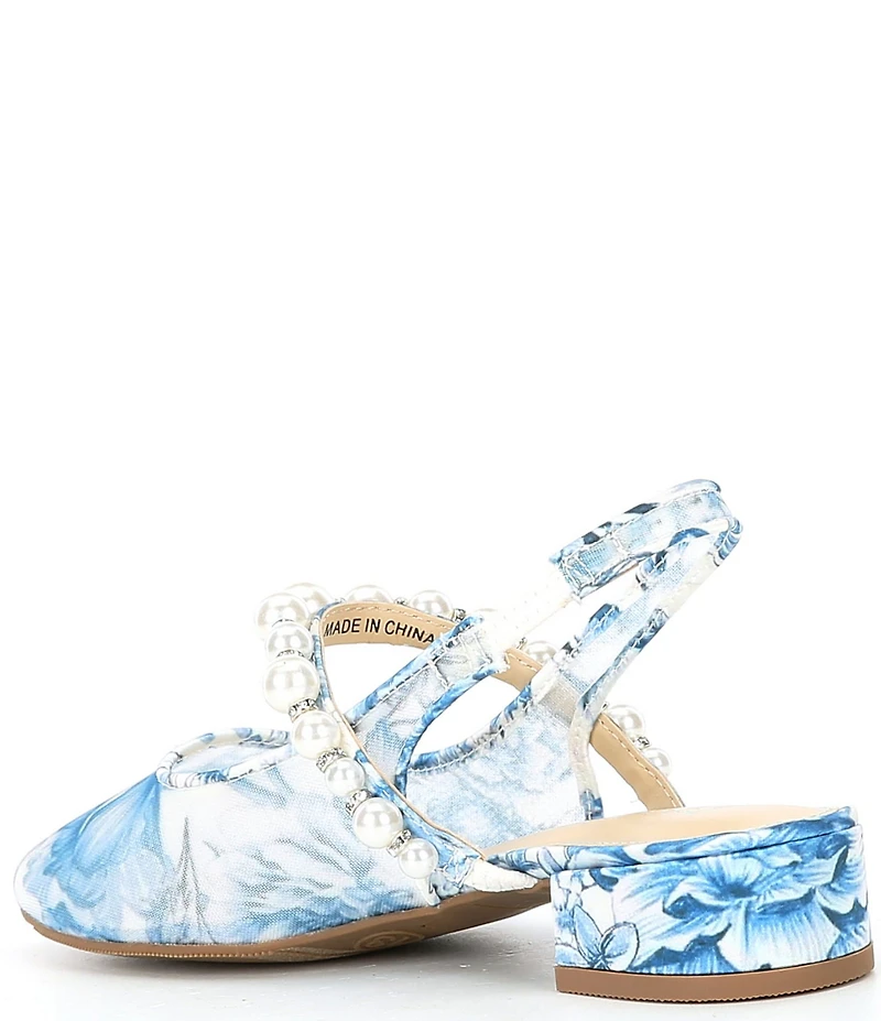 Betsey Johnson Girls' Evey Floral Pearl Ornamented Mary Jane Slingbacks (Youth)