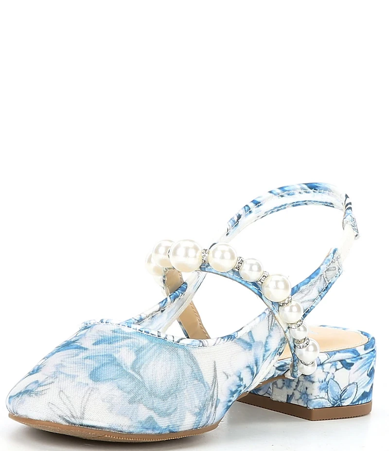 Betsey Johnson Girls' Evey Floral Pearl Ornamented Mary Jane Slingbacks (Youth)