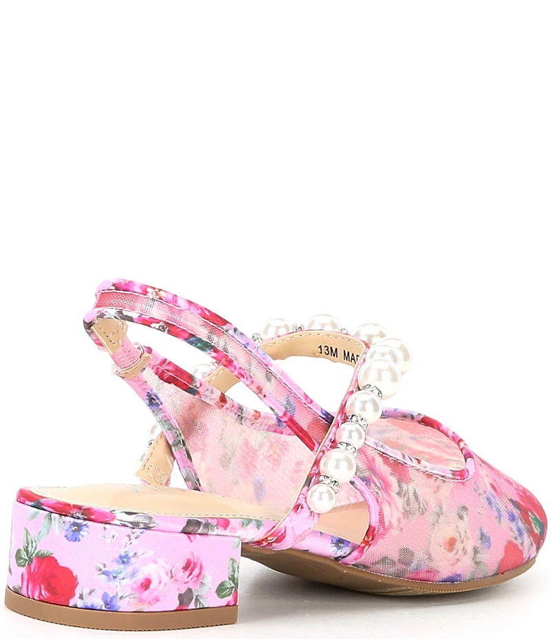 Betsey Johnson Girls' Evey Floral Pearl Ornamented Mary Jane Slingbacks (Youth)