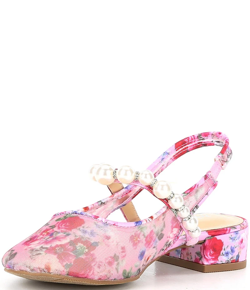Betsey Johnson Girls' Evey Floral Pearl Ornamented Mary Jane Slingbacks (Youth)