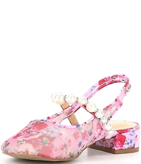 Betsey Johnson Girls' Evey Floral Pearl Ornamented Mary Jane Slingbacks (Youth)