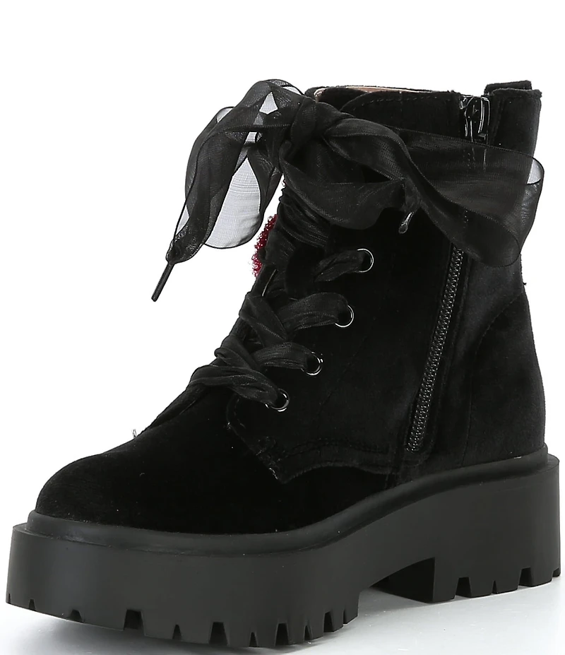Betsey Johnson Girls' Piper Sequin Flower Moto Boots (Youth)
