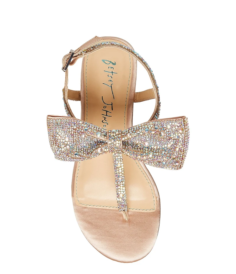 Betsey Johnson Girls' Sasha Rhinestone Jeweled Bow Sandals (Youth)