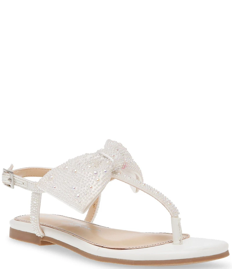 Betsey Johnson Girls' Sasha Pearl Embellished Bow Sandals (Youth)