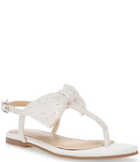 Betsey Johnson Girls' Sasha Pearl Embellished Bow Sandals (Youth)