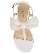 Betsey Johnson Girls' Sasha Pearl Embellished Bow Sandals (Youth)