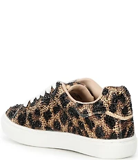 Betsey Johnson Girls' Sidny Rhinestone Leopard Print Sneakers (Youth)