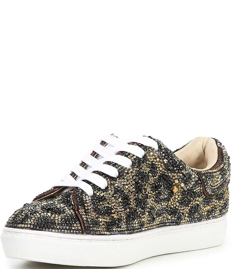 Betsey Johnson Girls' Sidny Leopard Print Rhinestone Sneakers (Youth)