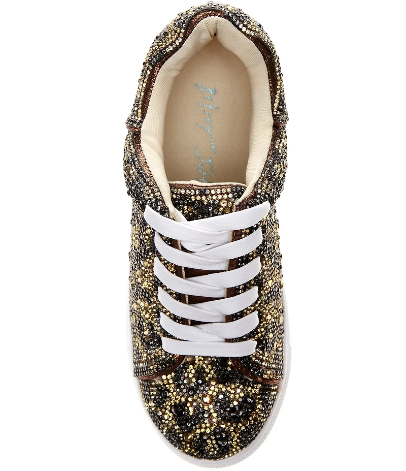 Betsey Johnson Girls' Sidny Leopard Print Rhinestone Sneakers (Youth)