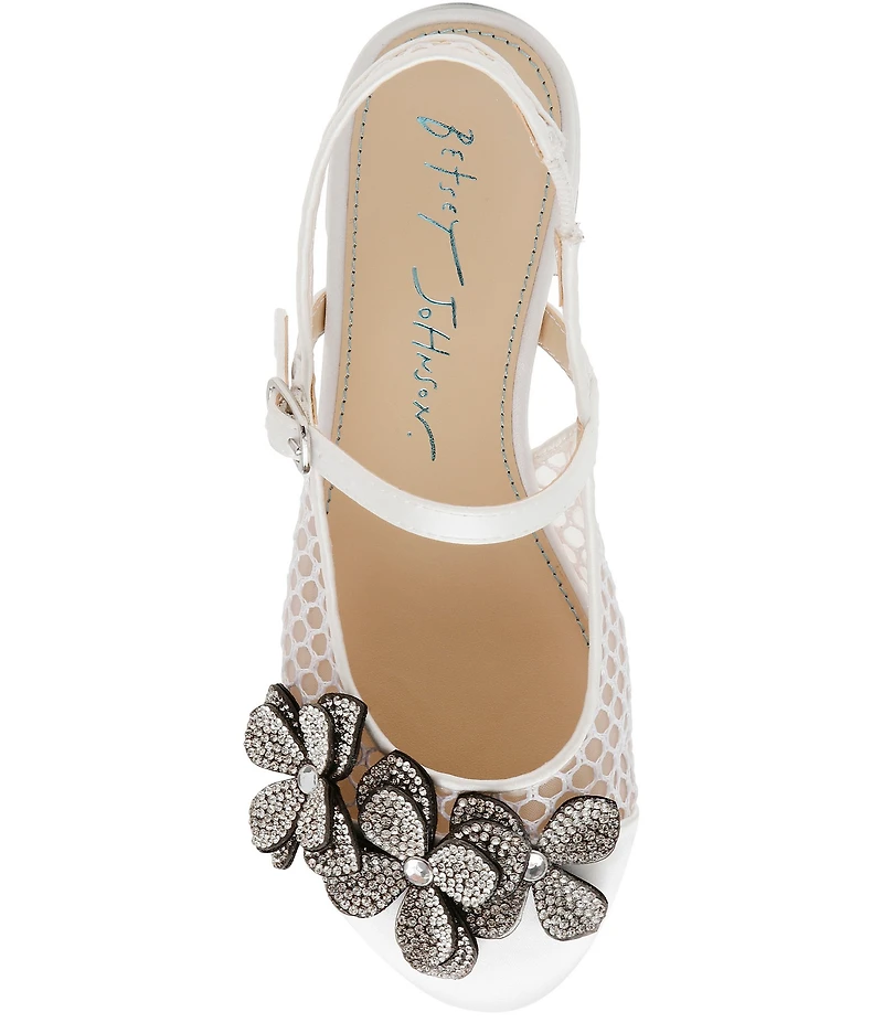 Betsey Johnson Girls' Sofya Floral Ornamented Slingback Pumps (Youth)