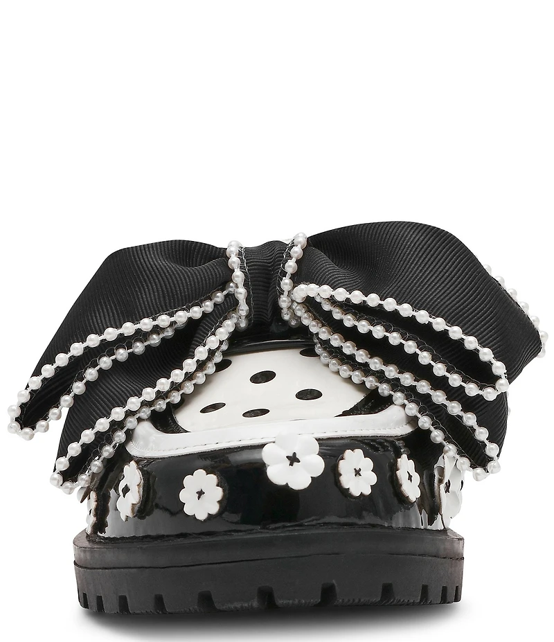 Betsey Johnson Gladdys Polka Dot Pearl Embellished Oversized Bow Loafer Mules