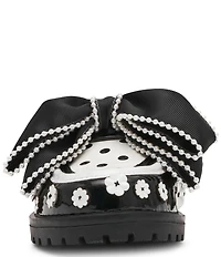 Betsey Johnson Gladdys Polka Dot Pearl Embellished Oversized Bow Loafer Mules