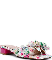 Betsey Johnson Glorria Flower and Rhinestone Embellished Slide Sandals