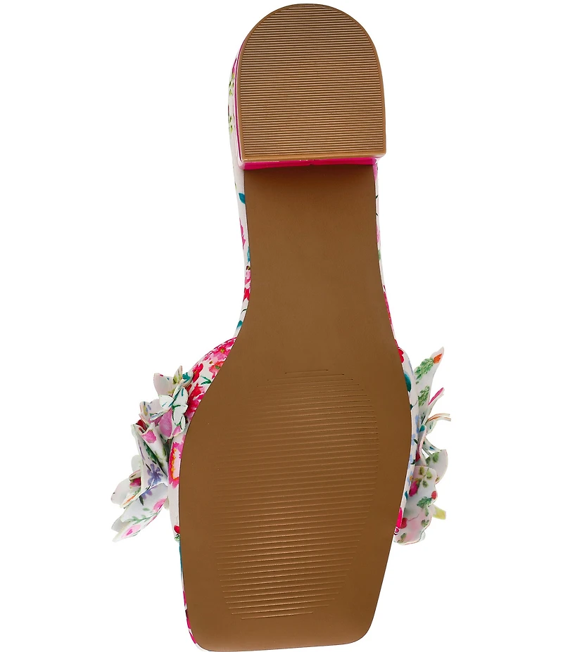 Betsey Johnson Glorria Flower and Rhinestone Embellished Slide Sandals