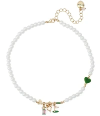 Betsey Johnson Golf Bib Pearl Collar Charm Necklace
