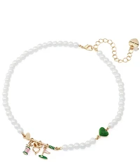 Betsey Johnson Golf Bib Pearl Collar Charm Necklace