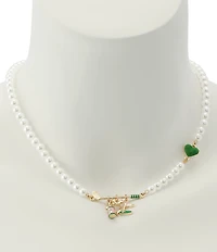Betsey Johnson Golf Bib Pearl Collar Charm Necklace