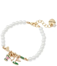 Betsey Johnson Golf Charm Pearl Strand Line Bracelet