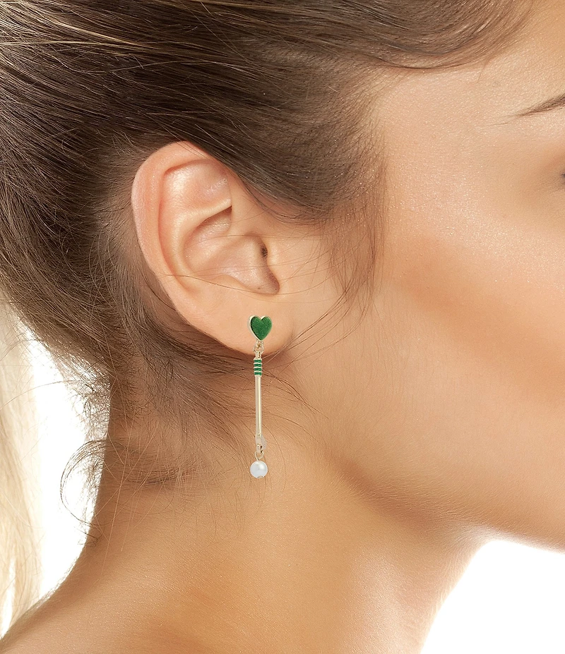 Betsey Johnson Golf Club Pearl Drop Heart Earrings