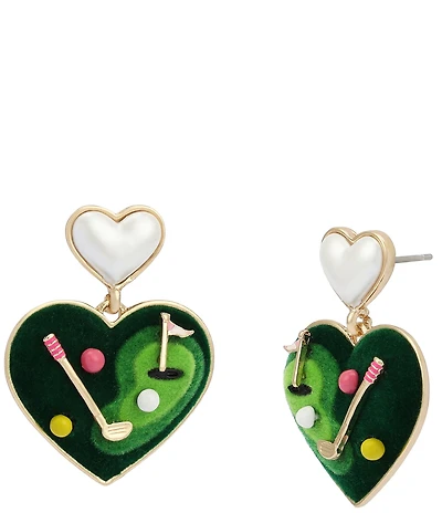 Betsey Johnson Golf Heart Drop Earrings