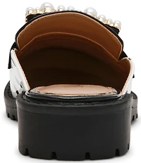 Betsey Johnson Grayce Patent Polka Dot Pearl Ornament Buckle Loafer Mules