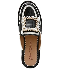 Betsey Johnson Grayce Patent Polka Dot Pearl Ornament Buckle Loafer Mules