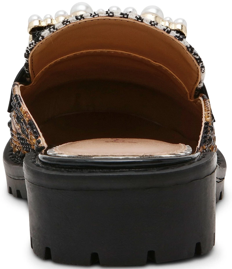 Betsey Johnson Grayce Multi Rhinestone Pearl Buckle Ornamented Loafer Mules