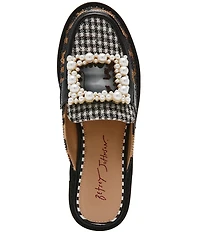 Betsey Johnson Grayce Multi Rhinestone Pearl Buckle Ornamented Loafer Mules