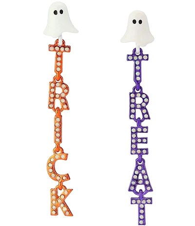 Betsey Johnson Halloween Ghost Trick or Treat Linear Earrings