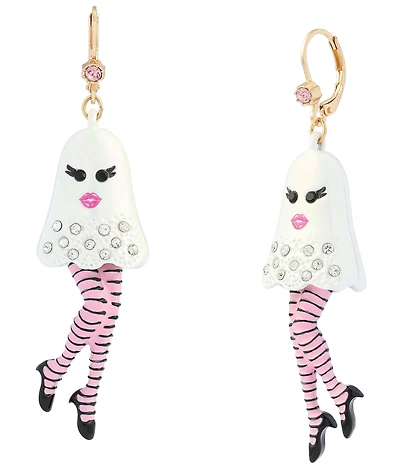 Betsey Johnson Halloween Girly Ghost Drop Earrings