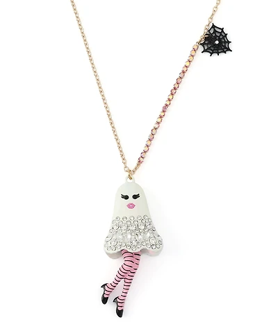 Betsey Johnson Halloween Girly Ghost Long Pendant Necklace