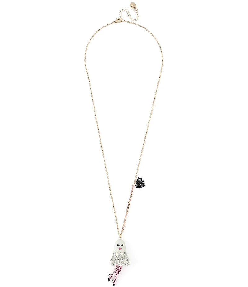 Betsey Johnson Halloween Girly Ghost Long Pendant Necklace