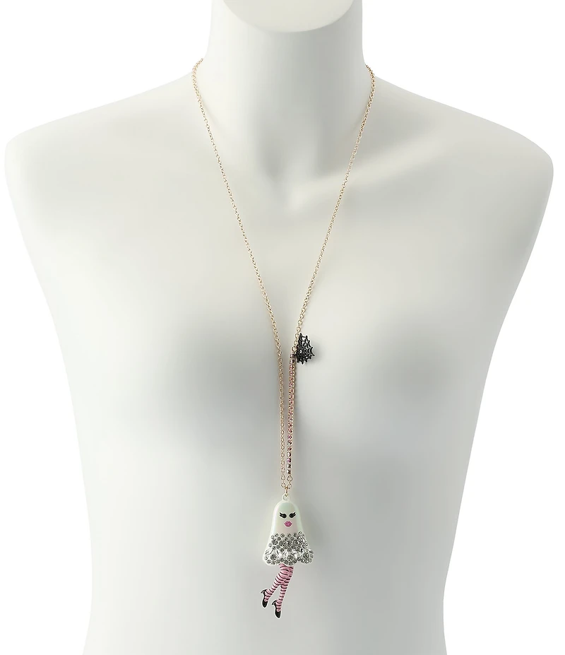 Betsey Johnson Halloween Girly Ghost Long Pendant Necklace