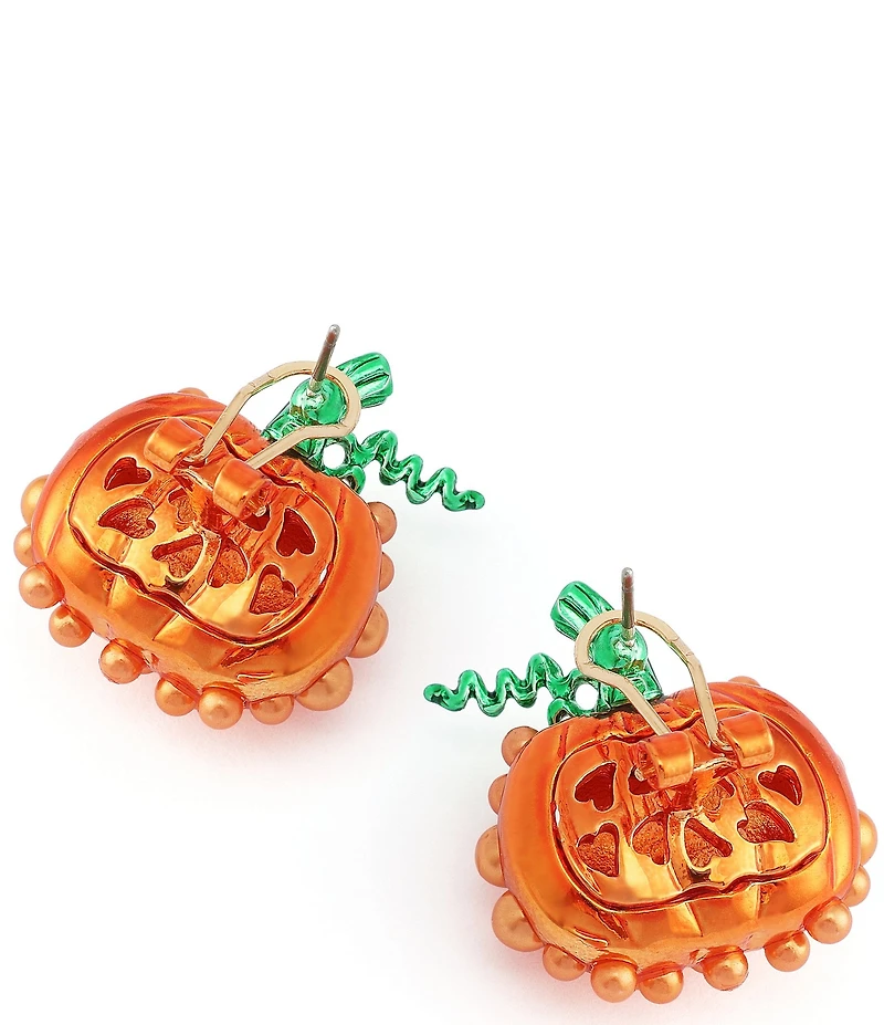 Betsey Johnson Halloween Pearl Pumpkin Drop Clip Earrings