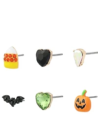 Betsey Johnson Halloween Pumpkin 6-Piece Stud Earring Set