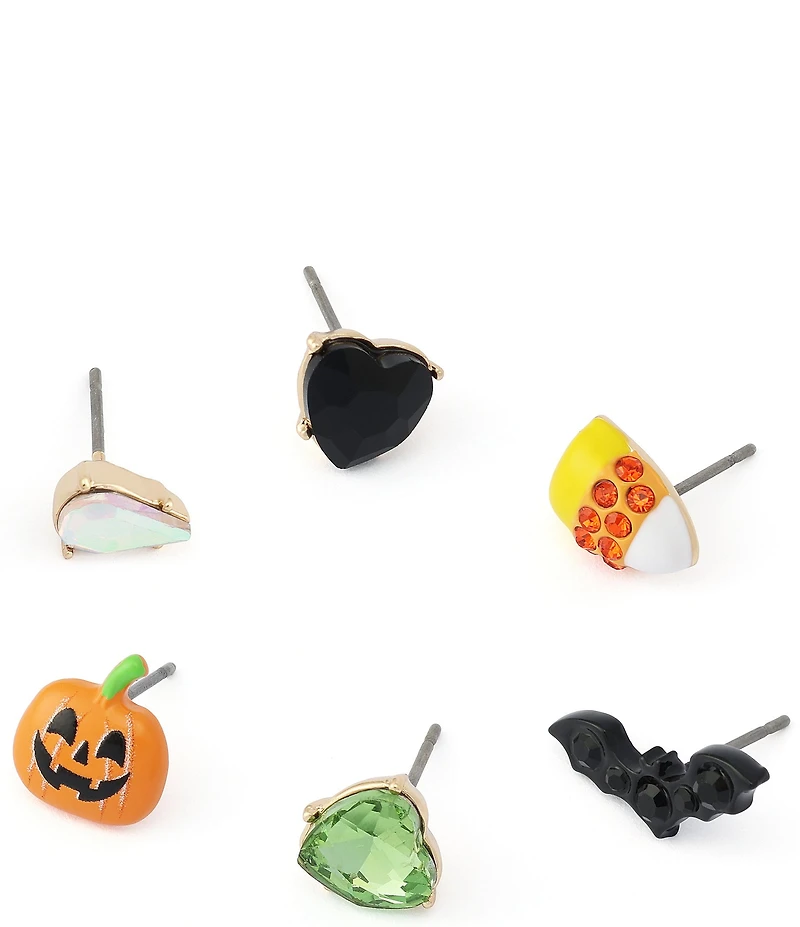Betsey Johnson Halloween Pumpkin 6-Piece Stud Earring Set
